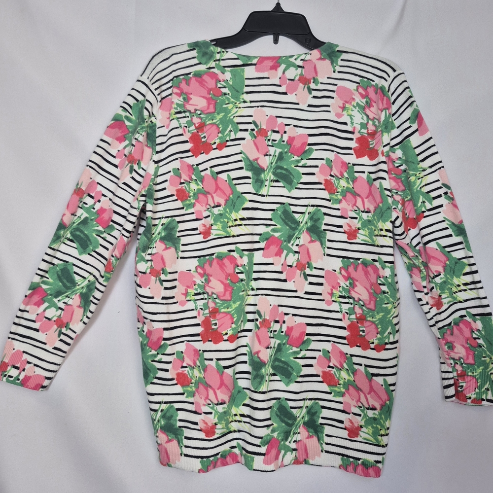 Merona Pink & Green Floral Stripe Cardigan - Picture 4 of 8